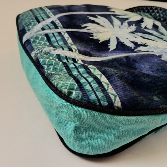 Paul Brent Sun 'N Sand Aqua/Blue Palm Tree Batik Shoulder Tote/Cross Body - Picture 3 of 8